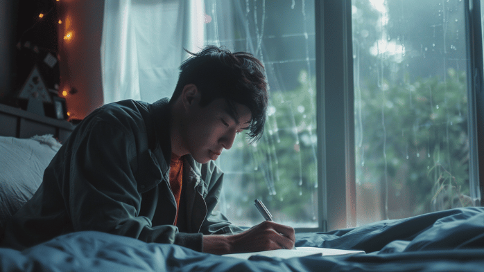 Young Asian man writing in a journal | Daily Routine for Men 