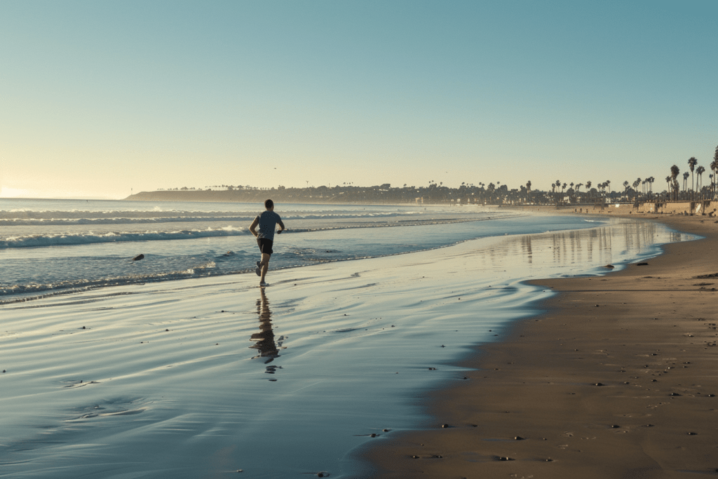 Man Running on Coronado Beach in the Afternoon | Daily Routine for Men