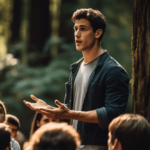 Young man giving a lecture on self-improvement in the middle of the woods | how to self-improve as a man